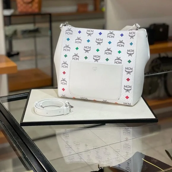 MCM white color medium size hobo$850+ tax - Picture 3 of 9